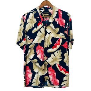 Banana Republic Button Up Floral Shirt Top Blue - M